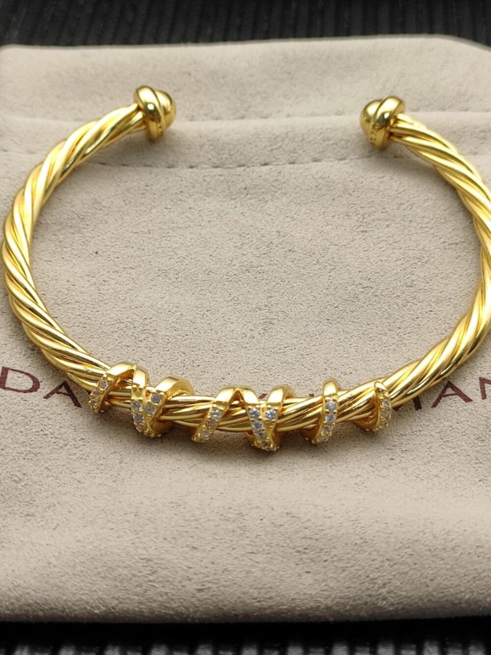 David Yurman—Gold—4mm Twisted Curved-End Bracelet